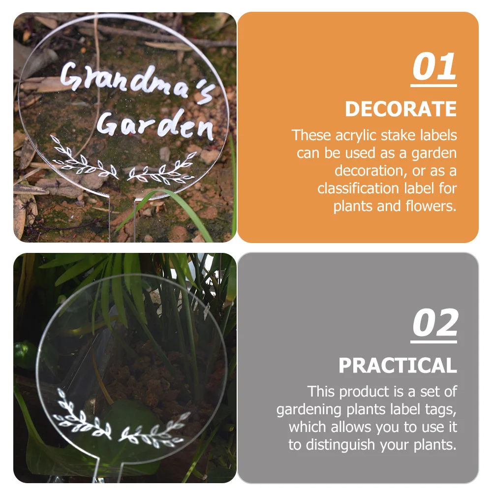 

6Pcs Garden Stake Ornaments Waterproof Acrylic Tags Plant Classification Signs Decor Plant Labels Tags for Bonsai