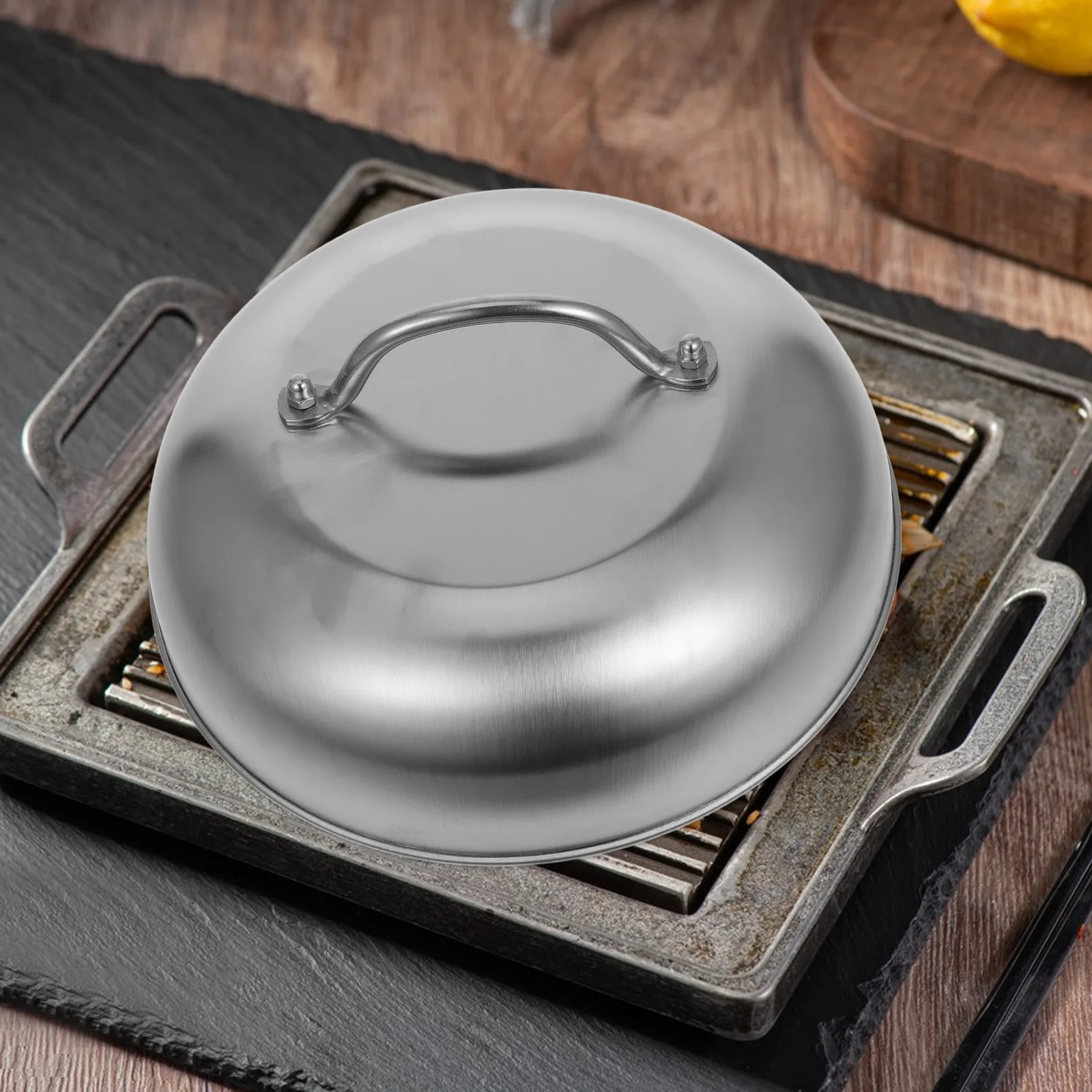 

2pcs Stainless Steel Pot Lid Universal Round For Soup Bucket Cooking Pan Heavy Duty Replacement Frying Pan Cover Easy-
