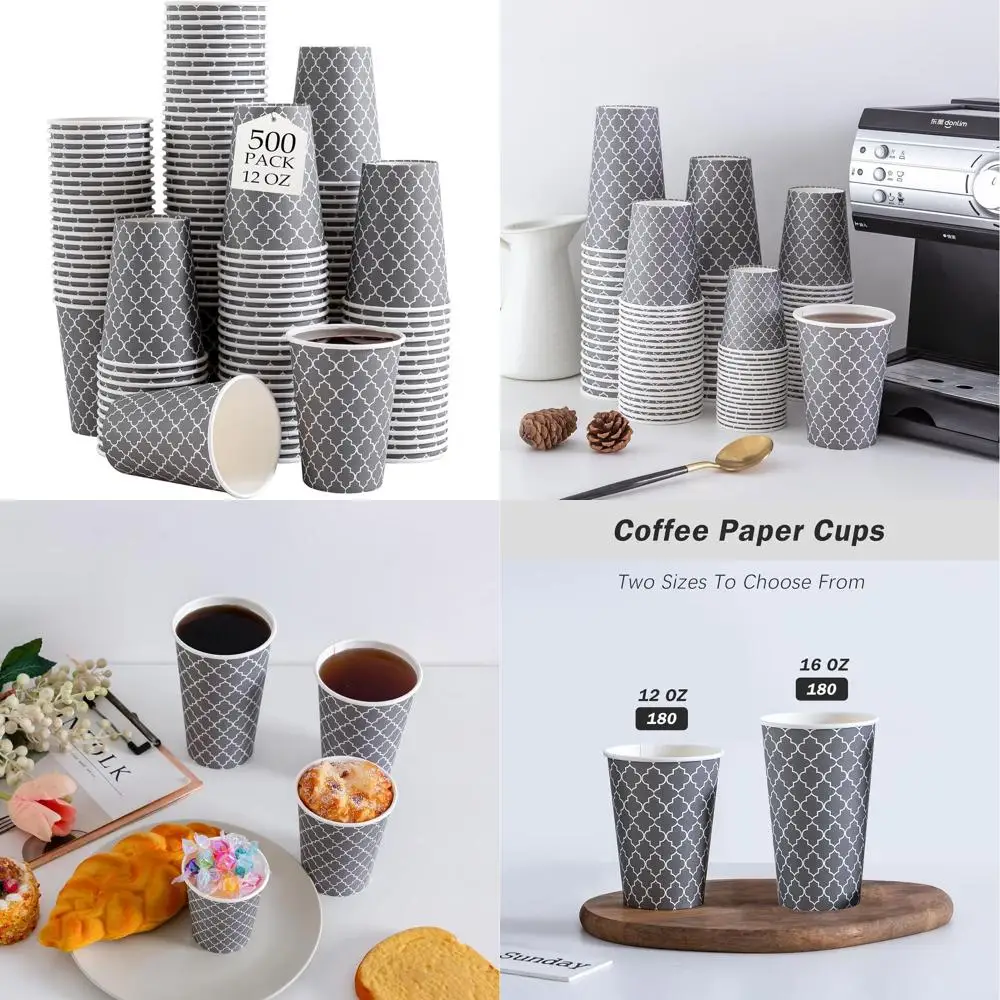 

500 шт., одноразовые стаканчики на 12 унций, изолированные бумажные стаканчики для горячих и холодных напитков без крышек