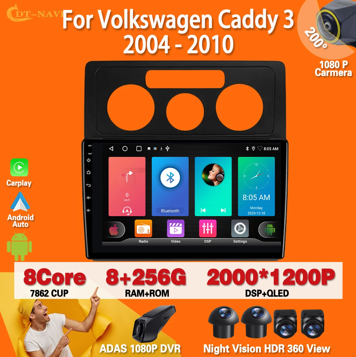 

Android 13 For Volkswagen Caddy 3 2004 - 2010 Radio Carplay Auto Radio Stereo Multimedia Player Navigation GPS No 2din DVD 4G