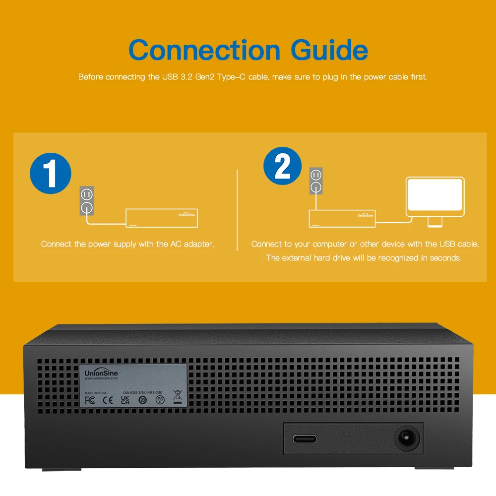 UnionSine 데스크탑 외장 하드 드라이브, USB 3.2 Gen2 HDD 스토리지, PC, 노트북, Mac, Xbox, PS4 호환 가능, 4TB, 8TB, 12TB, 16TB, 18TB, 3.5 인치