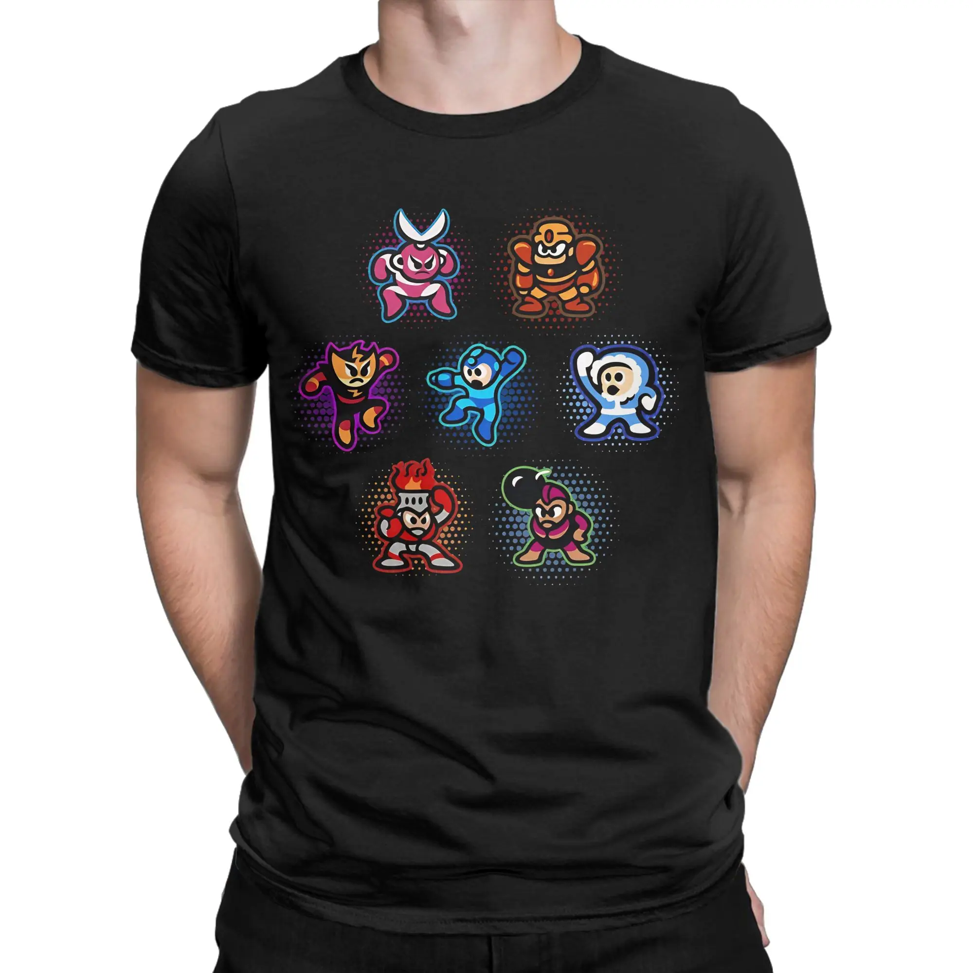 X  Graphic 100% Cotton T-Shirt Megaman Tops Tees For Men