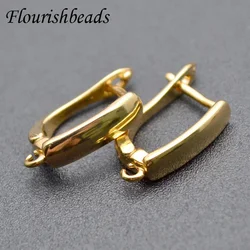High Quality Nickle Free Anti-rust 18k Gold Plating Wide Square Rectangle Metal Earring Hook Clasps Jewelry Findings 30pc/Lot