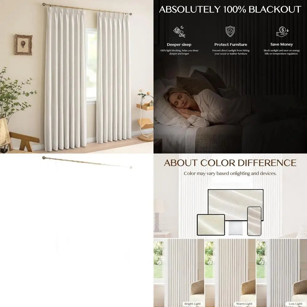 

Элегантные льняные светонепроницаемые шторы 84 дюйма для спальни, термоизолирующие, комплект из 2 панелей, бежевый цвет