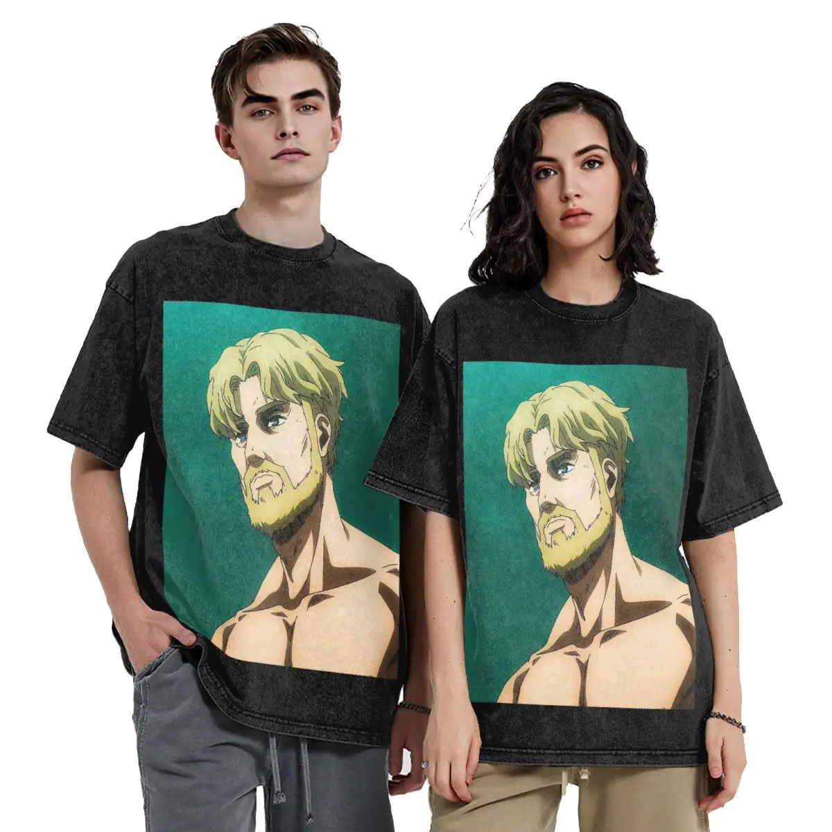 Attack On Titan Zeke Yeager Washed T Shirts Oversized Short Sleeve Hip Hop T-Shirt Streetwear Tops Tees for Men Women