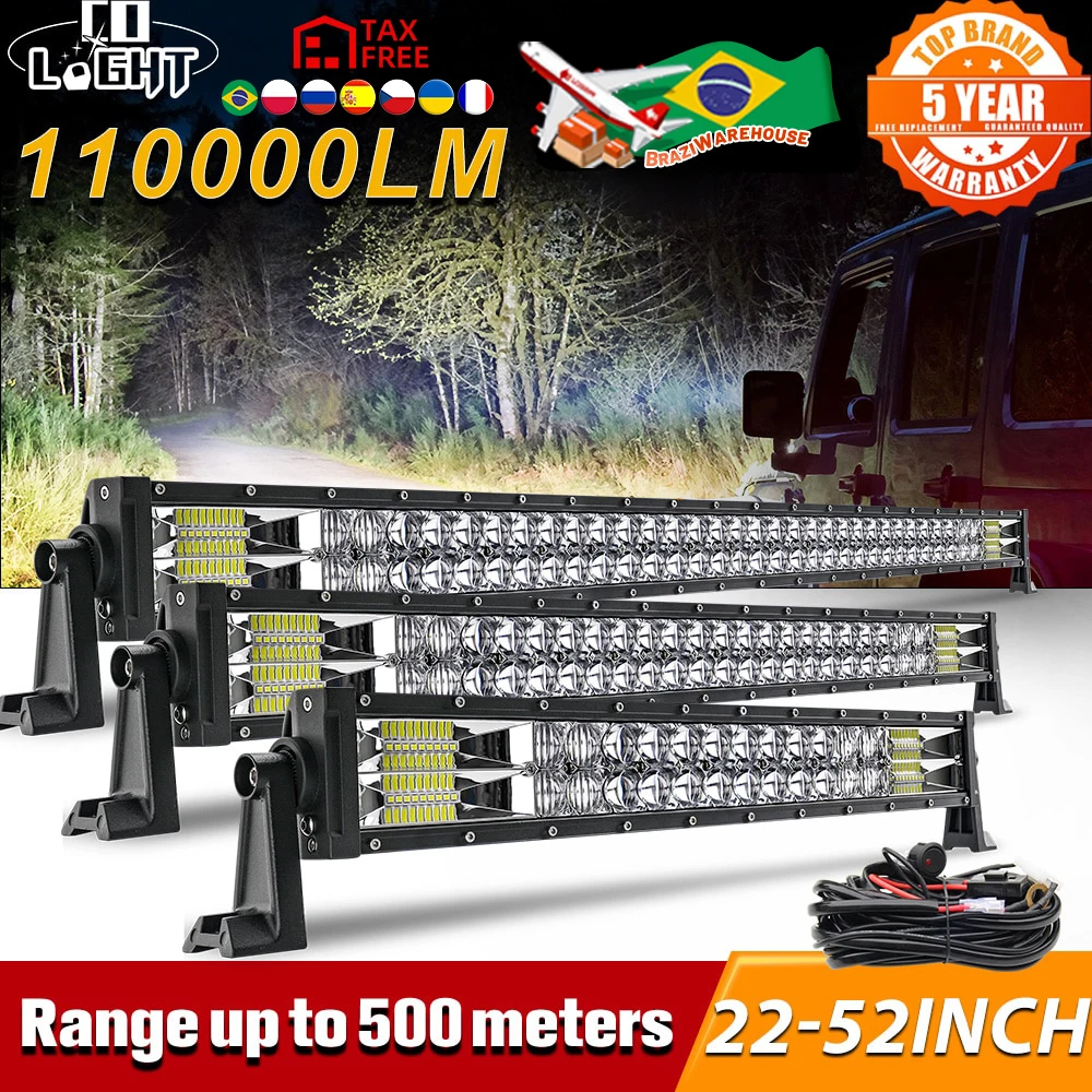 CO LIGHT 22 32 42 52 inch 12D Led Light Bar Car Dual Row Combo Beam Driving 4x4 Led Work Light Bar 12V 24V for Boat Tractor Lada