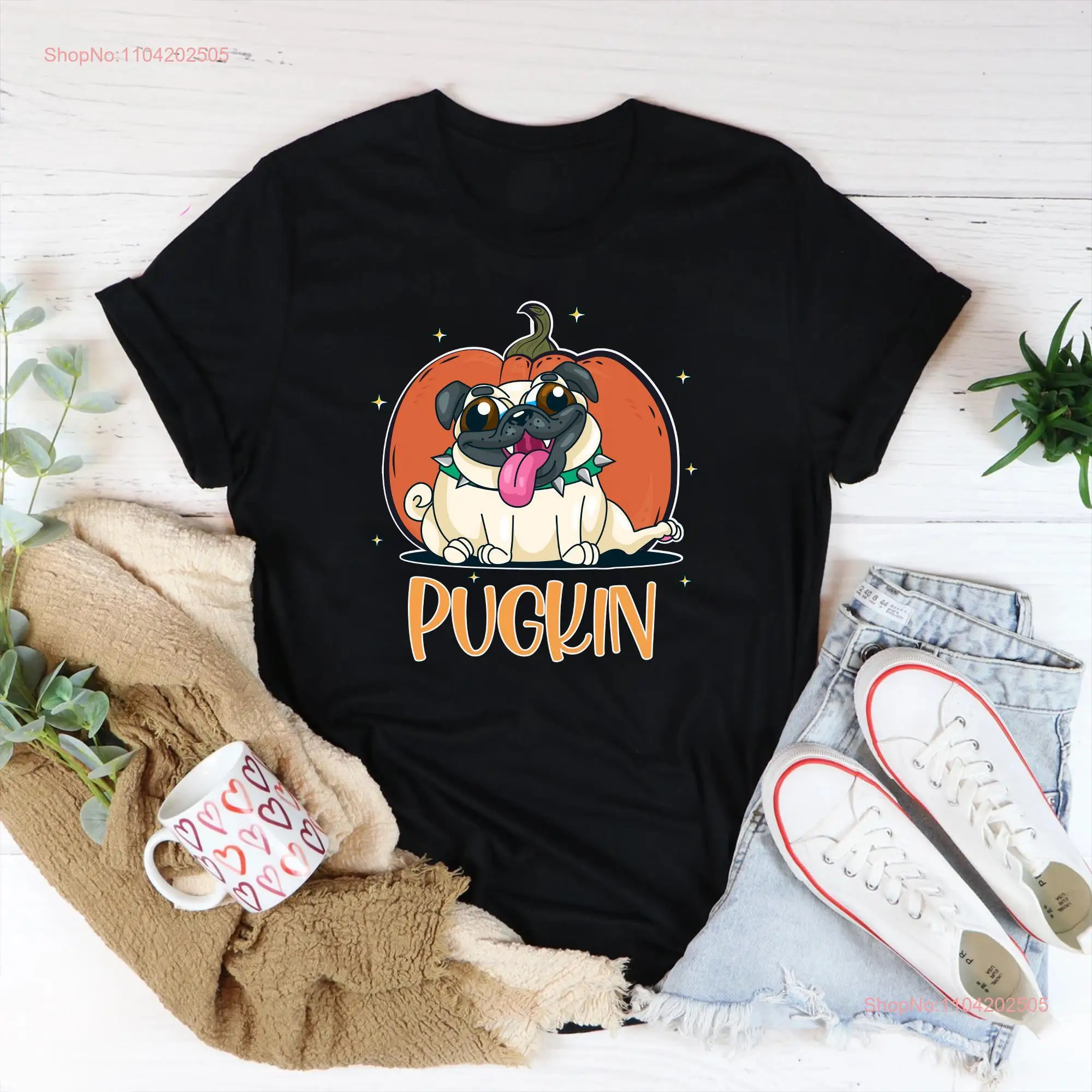 Halloween Pugkin T Shirt Dog Pumpkin Season Lovers Spooky long or short sleeves