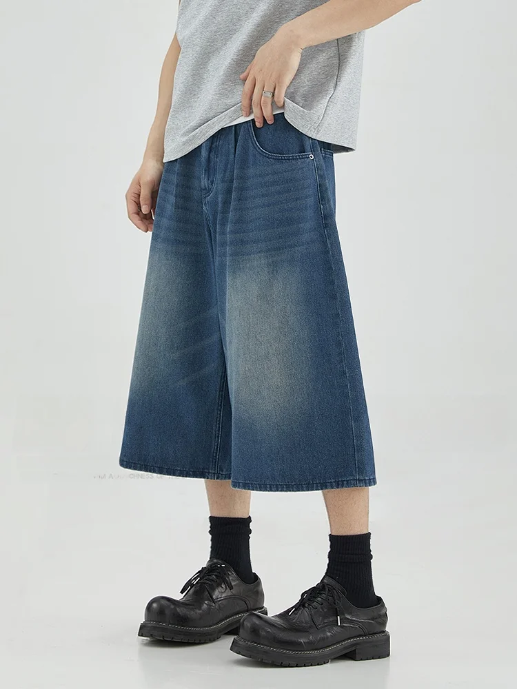 الأمريكية الرجعية Waed الدنيم orts الرجال الصيف جديد فضفاض عادية سبعة أرباع طول الجينز عادية فضفاض صالح الصيف الجينز