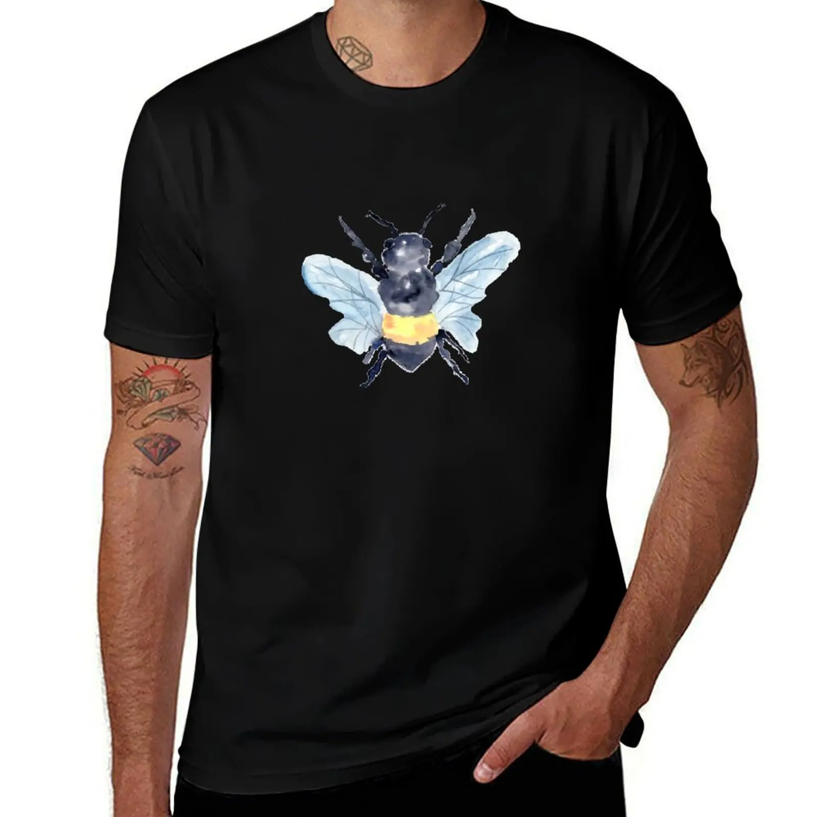 Watercolor Bee Pollinators with florals T-Shirt Fashion Letter Print T-Shirt