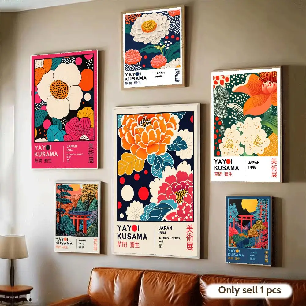 

Pop Artist Yayoi K_Kusama Poster Waterproof Wall Art Sticker for Home Bar Decoration, Self-Adhesive Room Wall Decor Mural