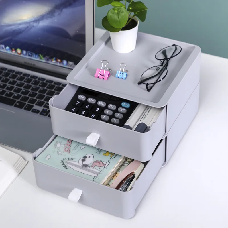 Desktop Stackable Organizer Drawer Makeup Storage Box Masks Lipsticks Bathroom Storage Organizing Container  Office Accessories