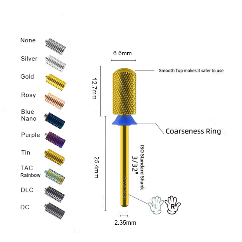 

Super Pro 6,6 мм с большим стволом и гладким верхом, твердосплавные сверла для ногтей, быстросъемные гелевые сверла для ногтей, инструменты для акриловых ногтей
