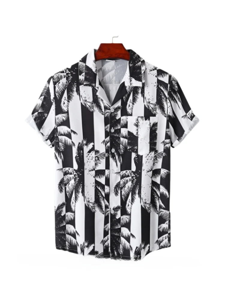 Hawaiian Men's Oversized Shirt Short Sve 3D Printing Anim  Neck Thickened Fleece Autumn Season Special Wide Fit Shirt