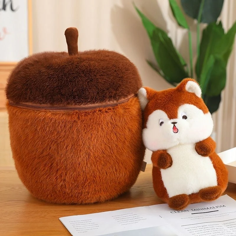 

30CM Cute and Creative Squirrel Pinecone Combination Plush Toy Super Fun and Soft Squirrel House Doll a Birthday and Christmas