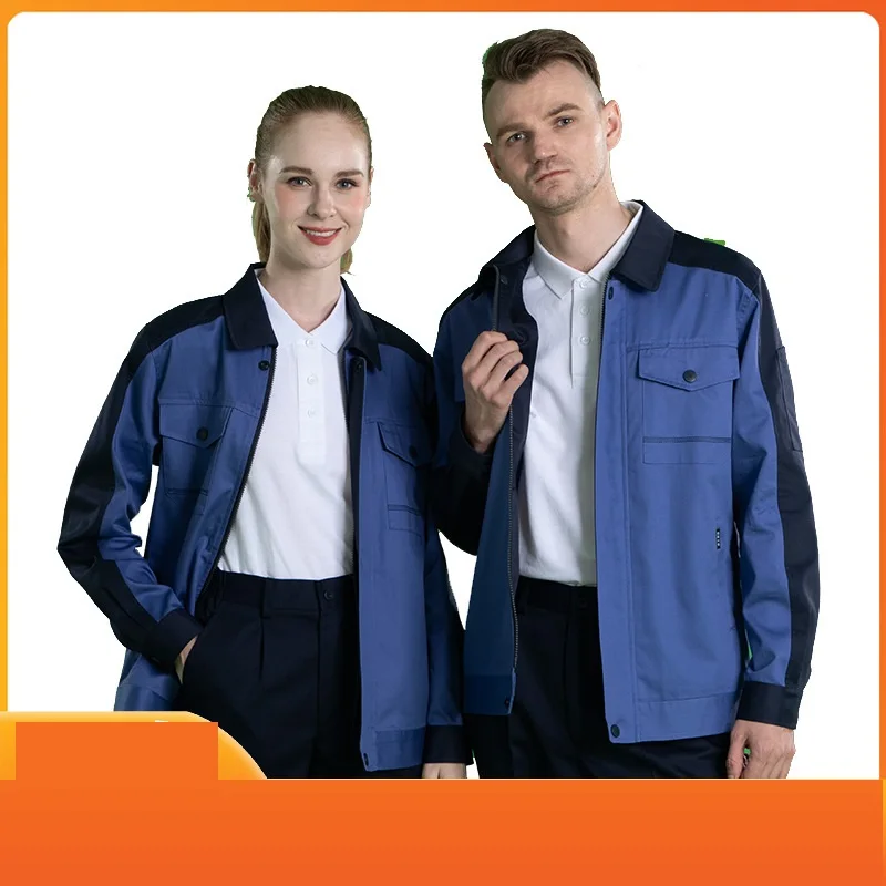 Work Clothing Set Factory Workshop Working Uniforms Durable Wear Resistant Mechanical Worker Coveralls Contrast Color Workwear4x