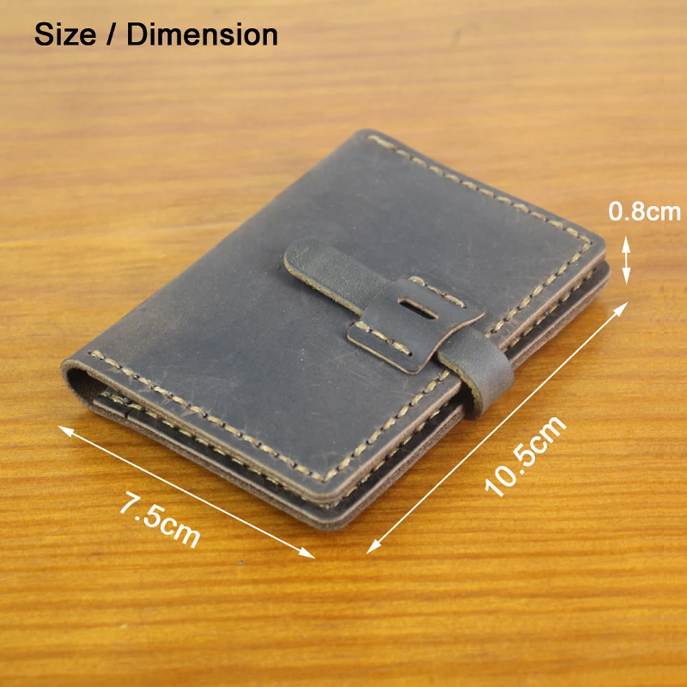 Luxury Handmade Crazy Horse Genuine Leather Card Wallet Men Credit Card holder Women ID Card Sleeve Name Business Card Case