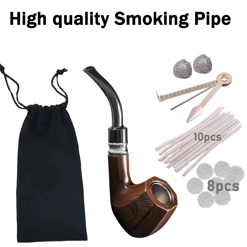 High quality Vintage Durable Wooden Smoking Pipe Creative Reducing Tar Cigarette filter Microfilter Healthy Hookah Pipe Men Gift