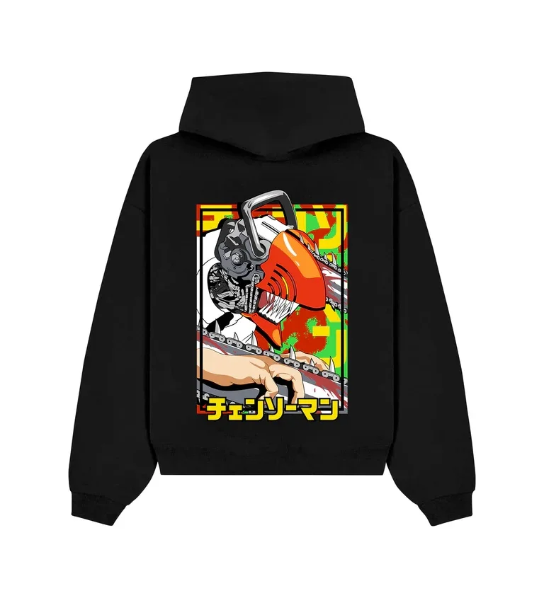 

Chainsaw Man Japanese Anime Printed Pure Cotton Hoodie for Men and Women Oversized Loose Retro Autumn and Winter Hoodie Tops