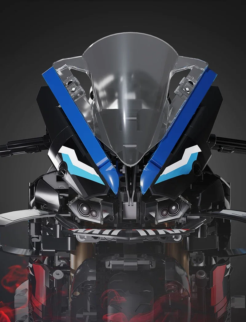 1909 قطعة RR دراجة نارية V4S سباق السيارات اللبنات مجموعة ، 1:5 مقياس دراجة نارية أطقم منمذجة ، لعبة الجذعية للأطفال البالغين ، هدية عيد الميلاد #5