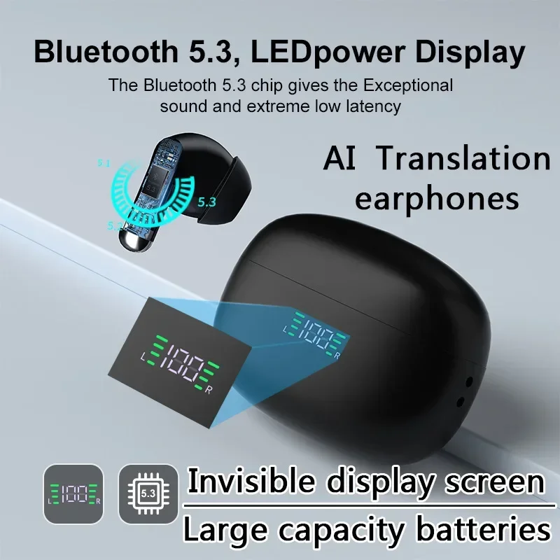 2024 nuevos auriculares de traducción 144 idiomas traducción instantánea traductor de voz inteligente inalámbrico Bluetooth AI traductor auricular