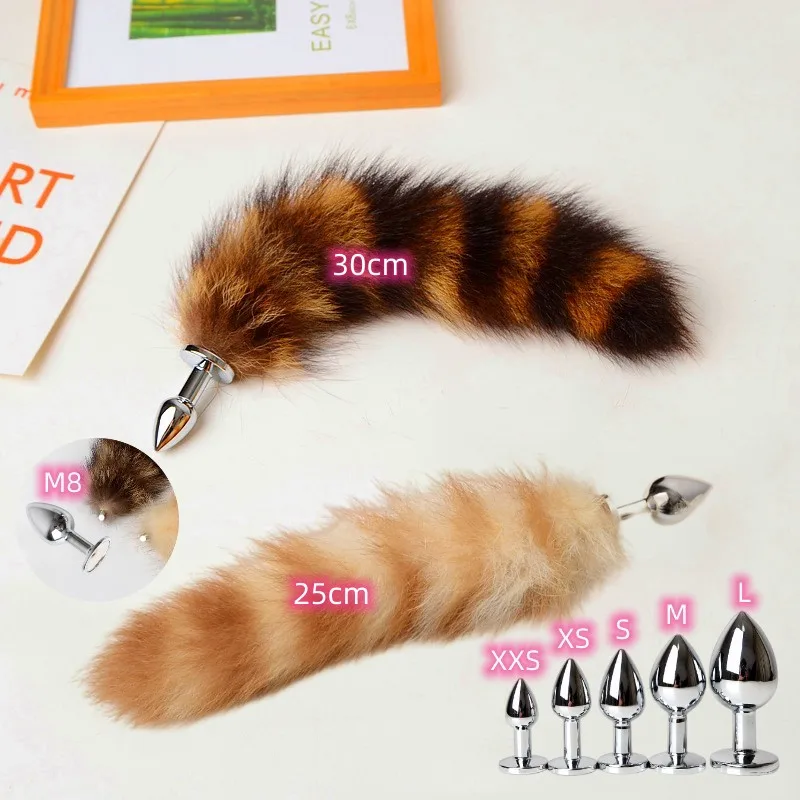 Cola pequeña de piel de Animal lindo con tapón Anal de Metal liso desmontable, accesorios de juegos eróticos para pareja, coqueteo, Juguetes sexuales anales