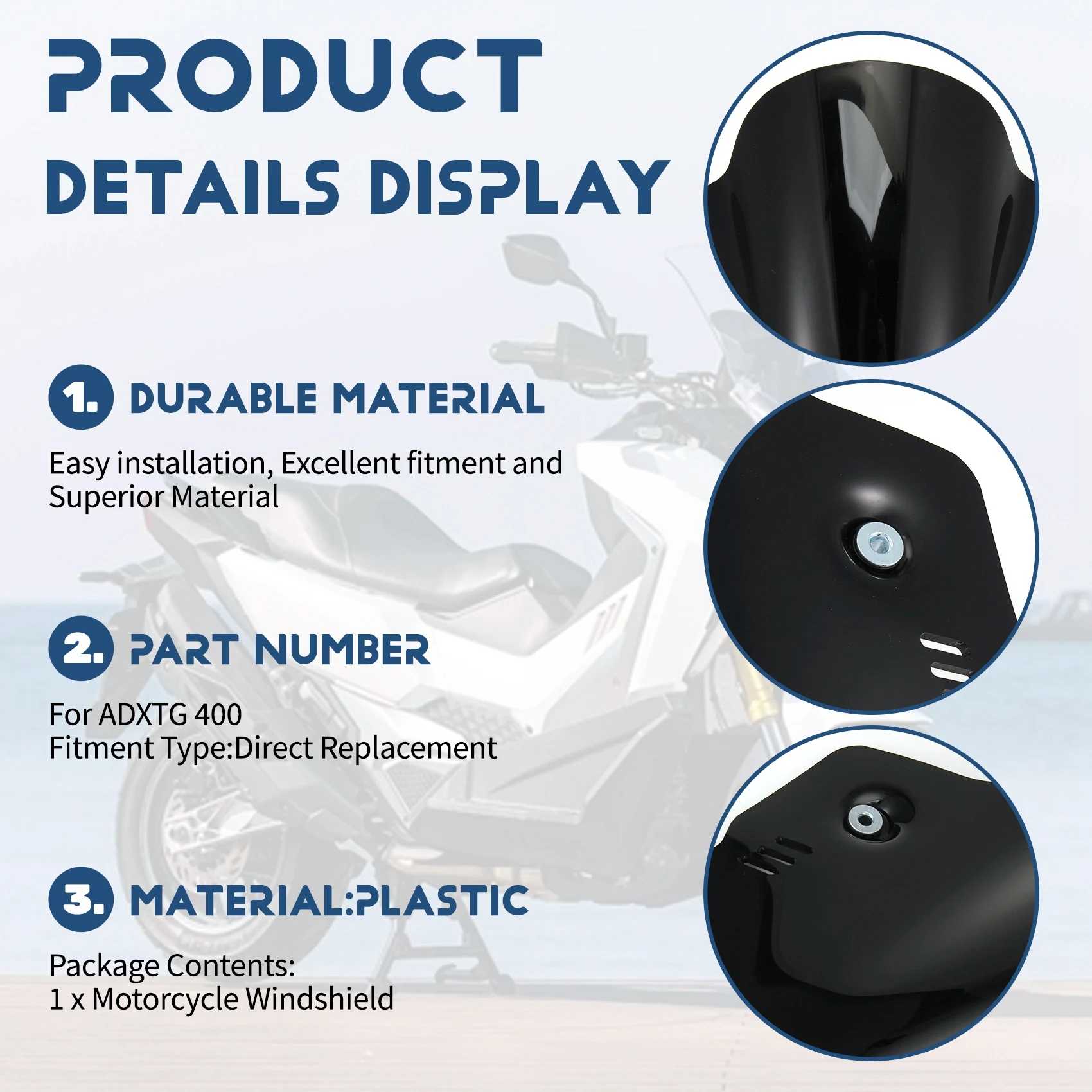 A96E-Motorcycle Windshield Windscreen Wind Shield Deflectore Screen For SYM ADXTG 400 ADXTG400 2025 Accessories