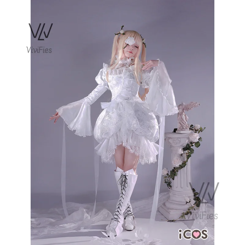 Kirakishou Cosplay Costume Wigs Anime Roses Maiden Cosplay Women Kirakishou Cosplay Lolita Gothic Dress White Lolita Dress Boots