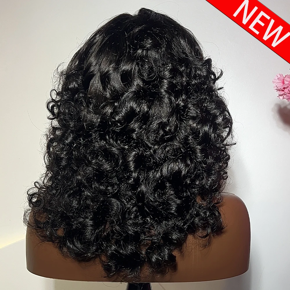 Headband Wig Human Hair Bouncy Curly 400 Density No Glue Full Machine Made Brazilian Remy Human Hair Wigs For Women Wear And Go - view 4
