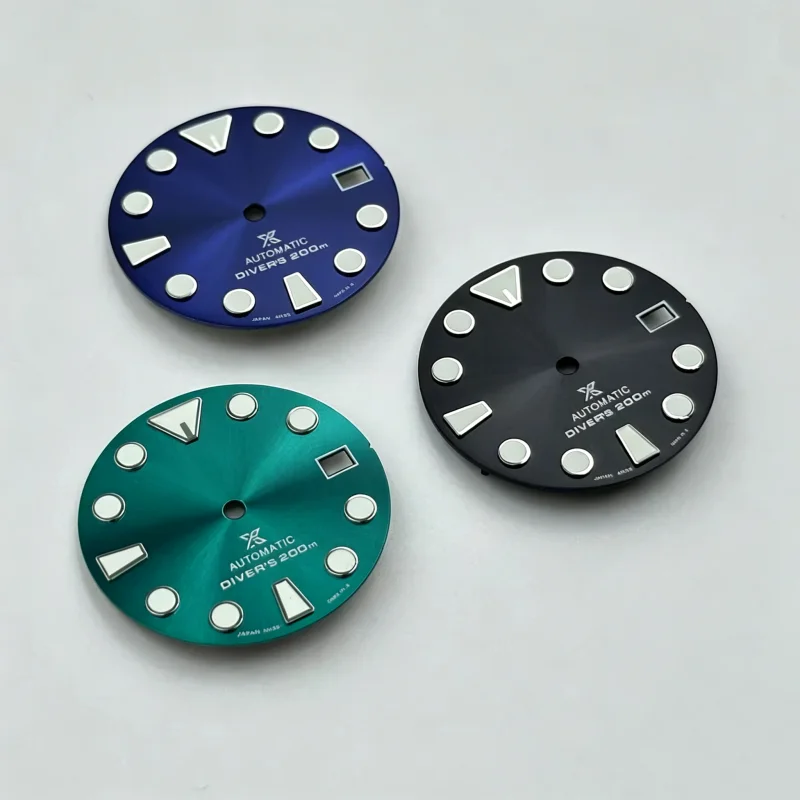 New NH35 28.5mm Dial, S Dial, Green Lume, Single Date, Suitable for Seiko Mechanical Watch Mod Parts