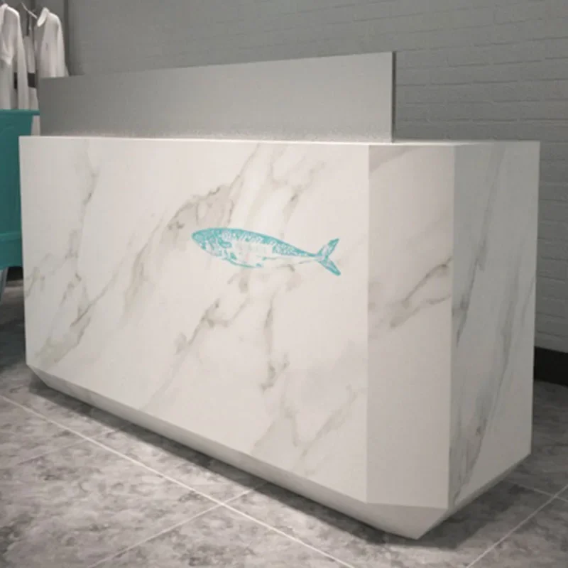 

White Restaurant Front Desk Lectern Pulpit Standing Office Receptionist Shop Counter Cash Register Bar Bureau Shop Furniture