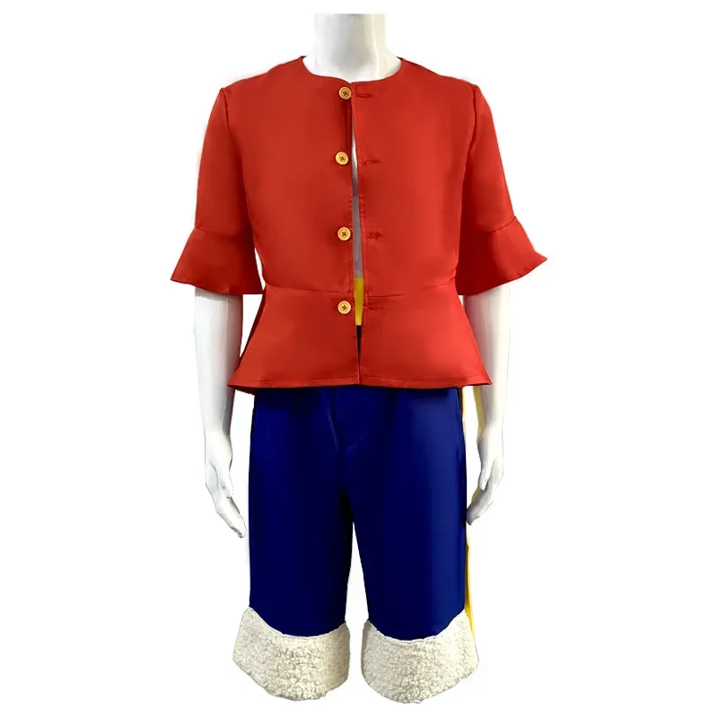 2025 New Anime Piece Cosplay Monkey D Luffy 1st Costume Full Set Uniforms Adult Halloween Party Wear (Tops+Shorts+hat)Kodiak