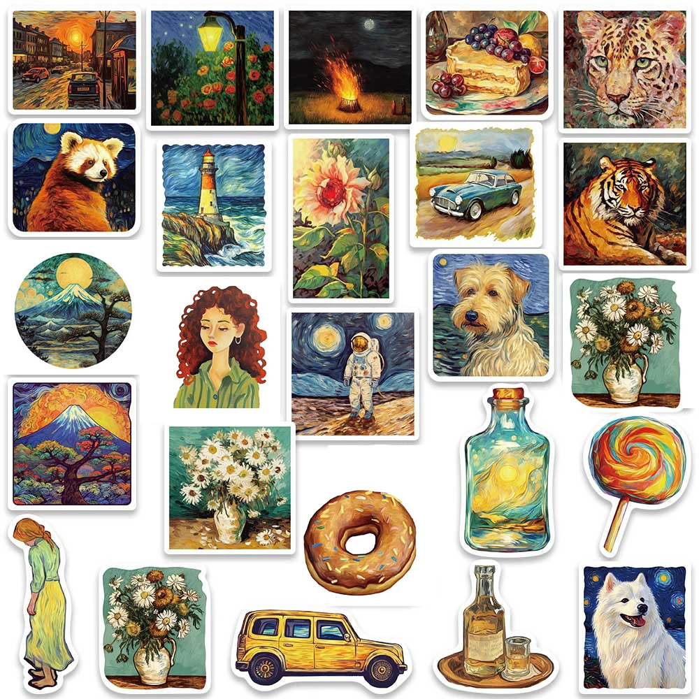10/30/50 個レトロ油絵漫画ステッカー美的アートデカール DIY ノートブックスケートボードラップトップ防水落書きステッカー