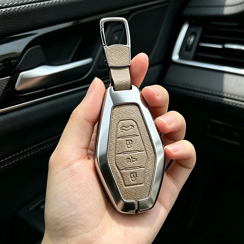 Metal Leather Car Key Case Cover  for Chery Jetour X70 Accessories X70M X70S X90 X95 Plus Pro 2020 2025 2026 Protect Shell