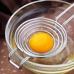 Egg Divider Long Handle Stem Egg Separator White Yolk Filter Kitchen Baking Stainless Steel Circles Funnel Egg Yolk Separator