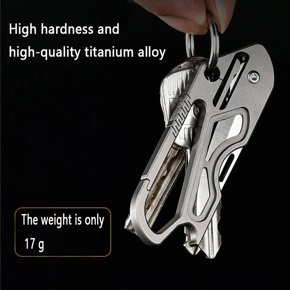 EDC Titanium Alloy Portable Keychain Folding Knife Outdoor Camping Self-defense Keychain Knife High Hardness D2 Blade