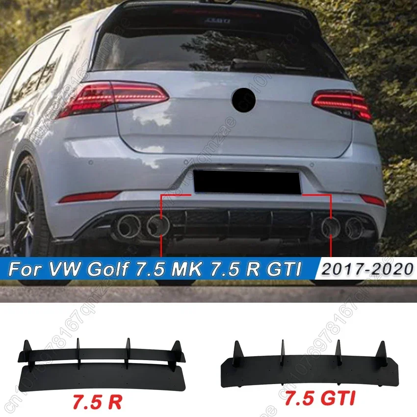 

For Volkswagen Golf 7.5 MK 7.5 R GTI 2017-2020 Rear Bumper Diffuser Tail Splitter Spoilers Protector Guard Lip Body Kits Black