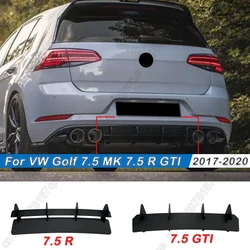 For Volkswagen Golf 7.5 MK 7.5 R GTI 2017-2020 Rear Bumper Diffuser Tail Splitter Spoilers Protector Guard Lip Body Kits Black