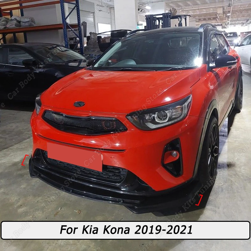 

For Kia Kona 2019-2021 Car Front Bumper Splitter Lip Canard Diffuser Spoiler Body Kit Accessories Original Black/Carbon Look ABS