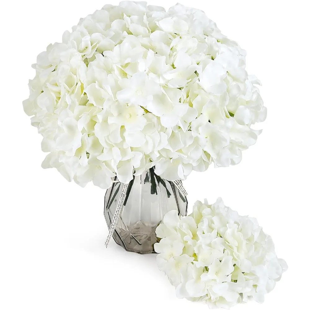 Auihiay 104 PCS Artificial Hydrangea Flowers, Silk Hydrangea Artificial Flowers Heads with Stems, Full Hydrangea Flowers for Wed