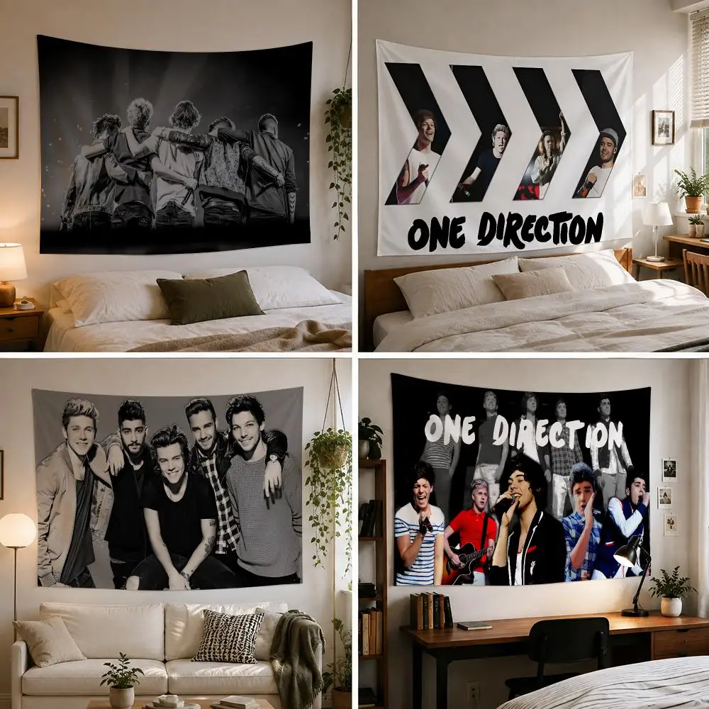 O-One Band D-Directions Music Tapestry Custom Living Bedroom Party Dormitory Interior Wall Bohemian Decoration Attached Clip
