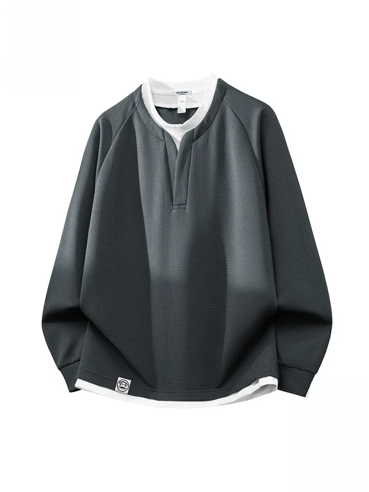 

PaulFrank Loose Casual Men's Hoodie Fake Two-Piece Sweatirt Autumn Trendy Brand Comfortable Polyester Fiber round Ne Long...