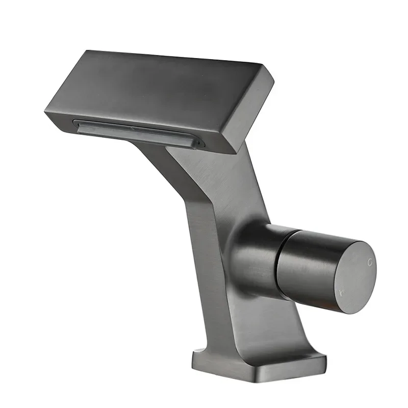 

Gun gray gold milk white all copper faucet washbasin hot and cold waterfall washbasin washbasin bathroom cabinet toilet