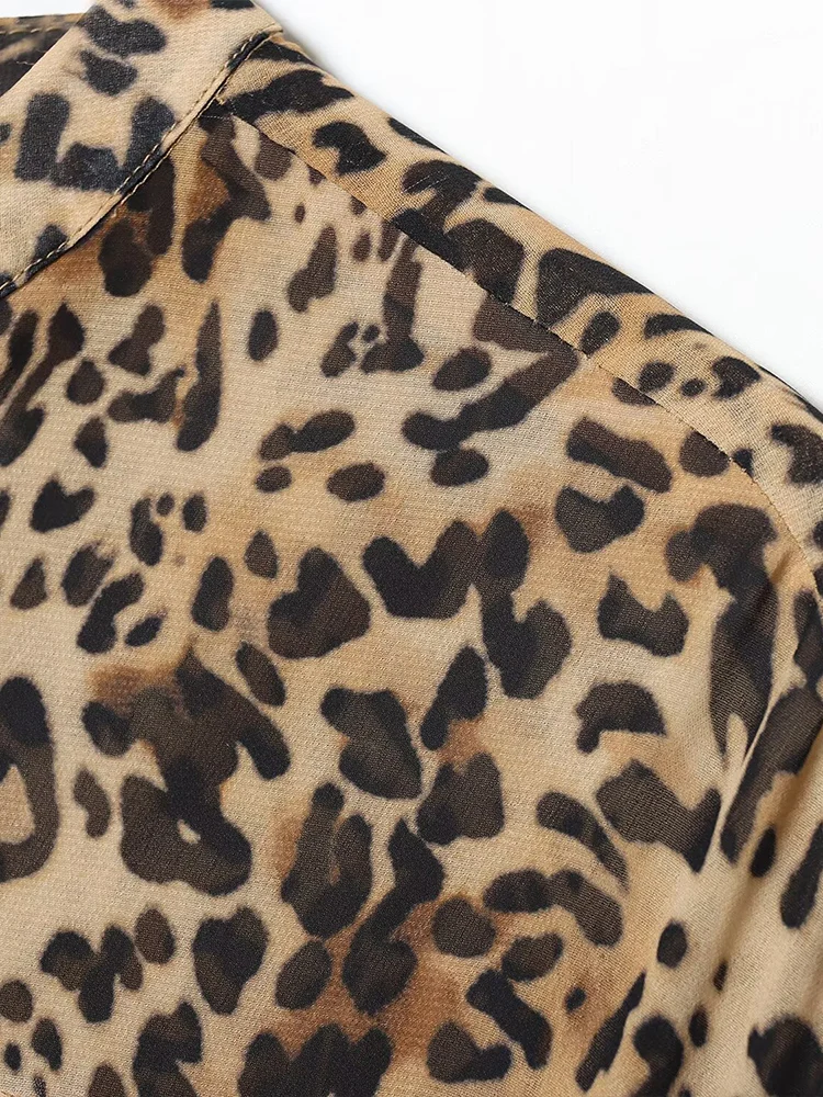 Novo vestido de moda feminina de estilo europeu com enfeites em camadas com estampa animal, elegante e versátil.