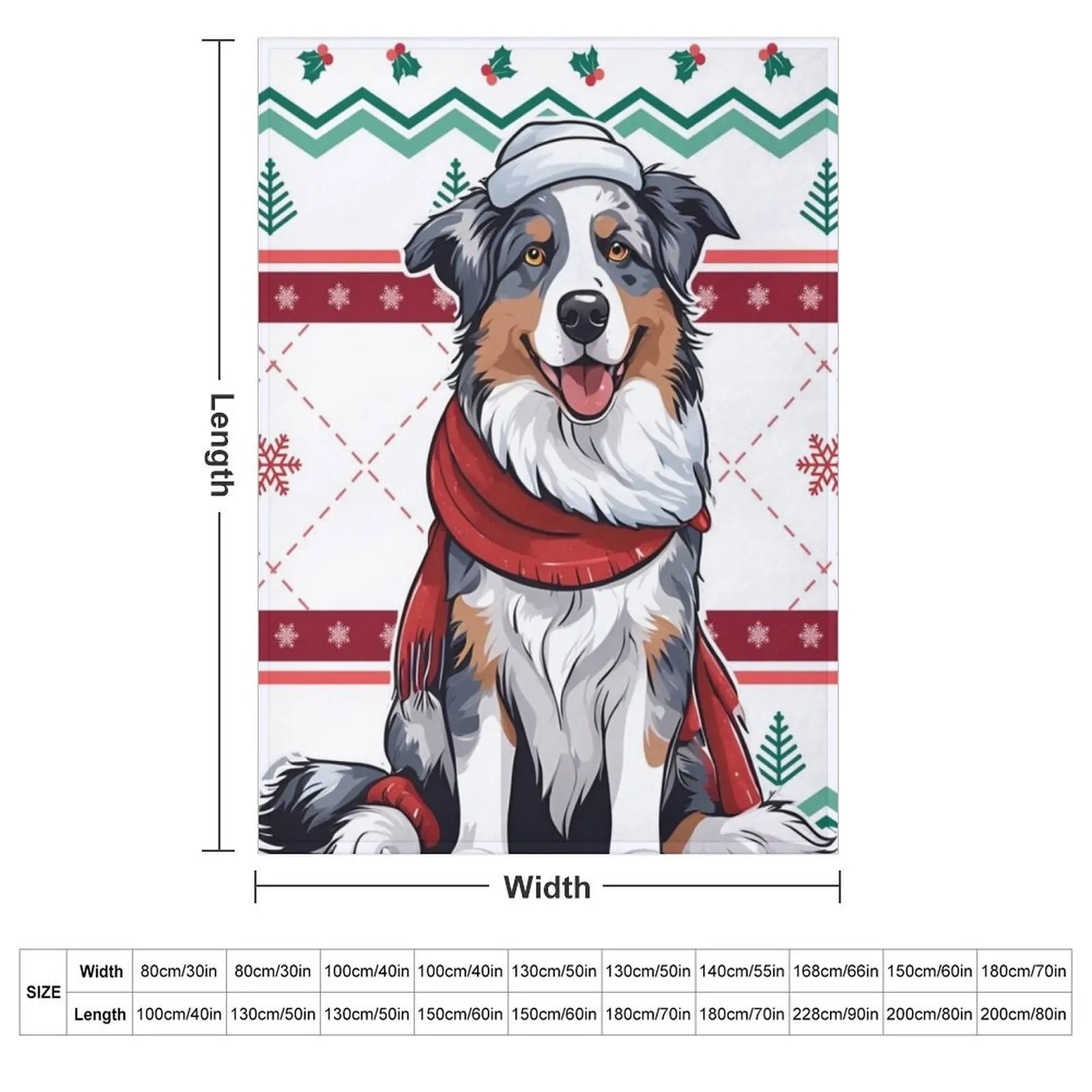 Aussie: Australian Shepherd Against Christmas Sweater Pattern Throw Blanket Warm Decorative Sofa Blankets