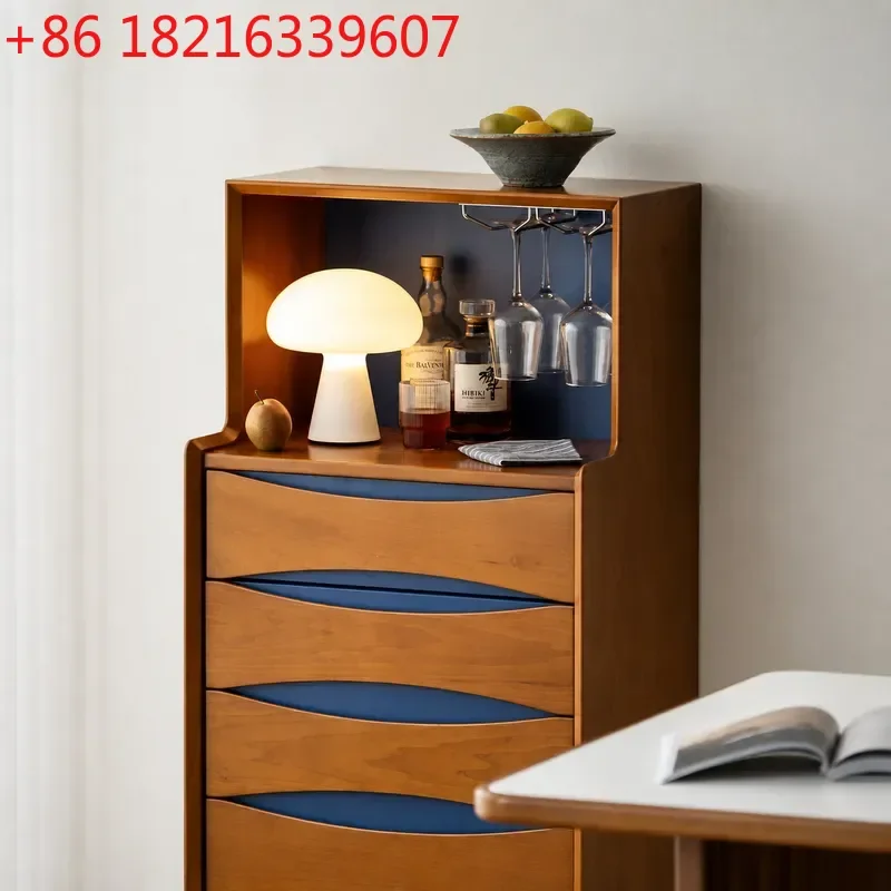 YAO Solid Wood Side Cabinet Vertical Storage Chest for Living Room Bedroom Wall Mounted Locker Narrow Space Organizer Furniture