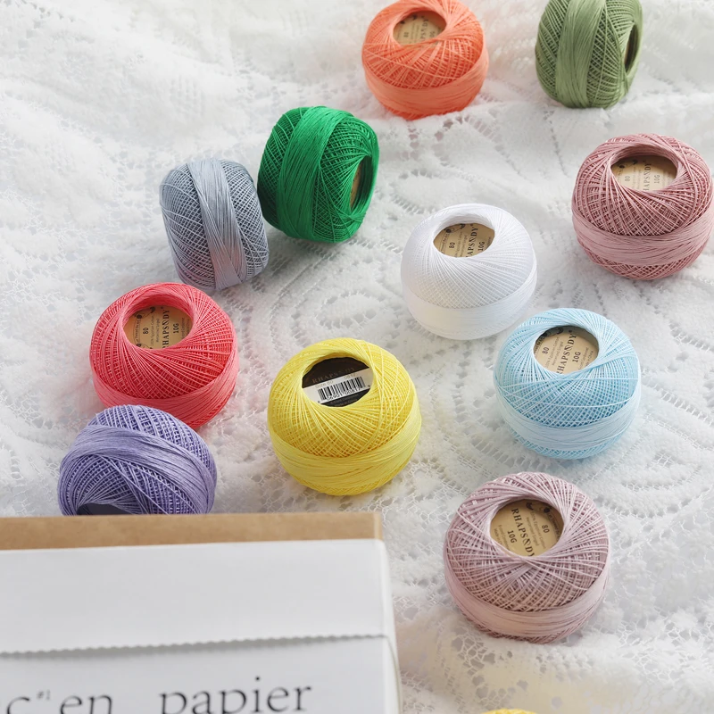 Rhapsody-Egyptian Cotton Crochet Thread, Knitting Thread Lace, 10Grms Balls, 184 Yards Spring Macaron, Premium Size 8