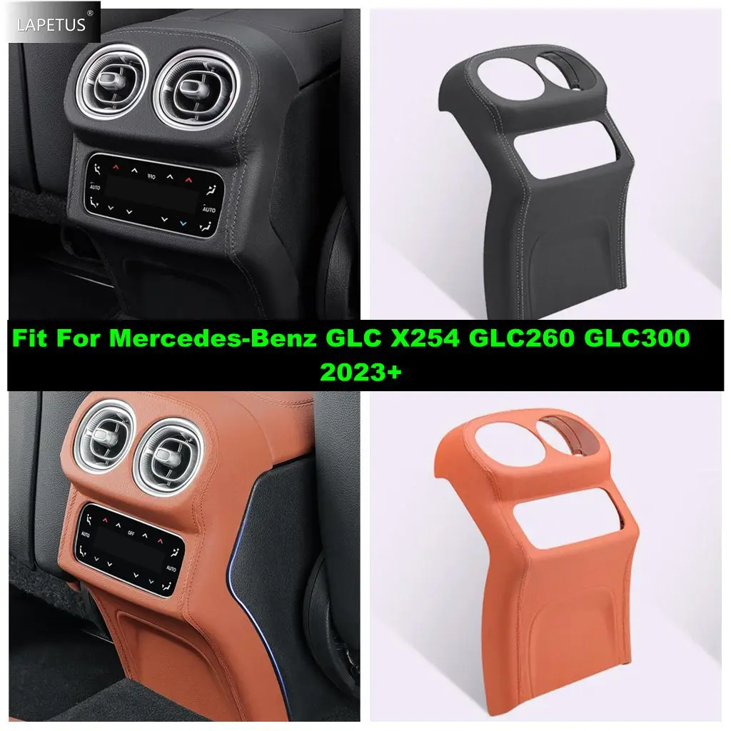 

For Mercedes-Benz GLC X254 GLC260 GLC300 2023 Rear Armrest Box AC Air Vent Outlet Anti Kick Pads Mat PU Leather Protection Cover