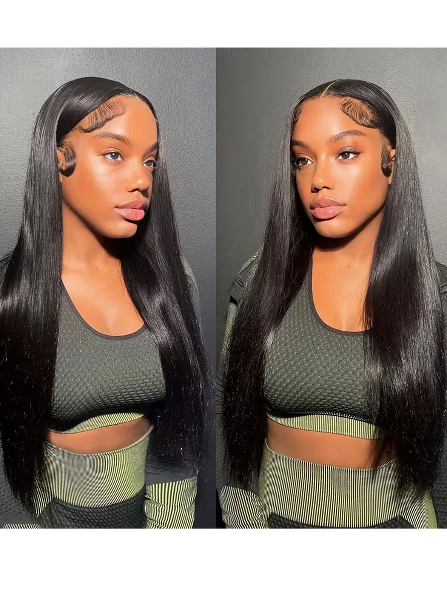 WowAngel Lijmloze Pruiken Rechte 13x6 HD Lace Front Pruiken Pre Geplukt 100% Menselijk Haar Pruiken Braziliaans haar Voor Vrouwen Pre Gebleekte - afbeelding 2