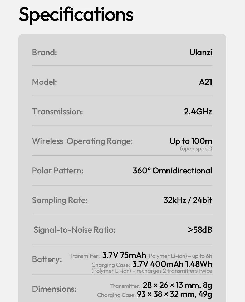 Ulanzi A21 Drahtloses Mikrofon AI-Rauschunterdrückung Magnetisches Lavalier-Mikrofon für iPhone 17 16 15 für Live-Streaming-Vlog-Interview – Detail 18
