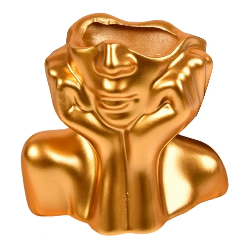 Resin Vase Modern Resin Face Ceramic Body Flower Pot Abstract Female Form for Shelf Desk Display